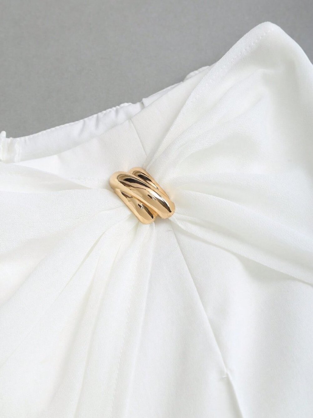 White Elegant Women's Chiffon Asymmetrical Party Trousers - Picture 5 of 5